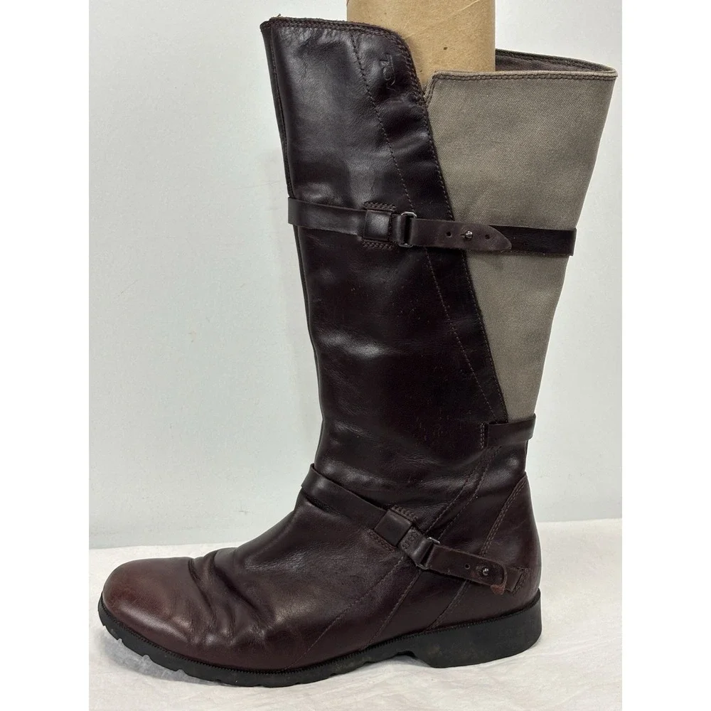 TEVA Womens Size 11 De La Vina Tall Waterproof Brown Leather Zipper Boots Riding